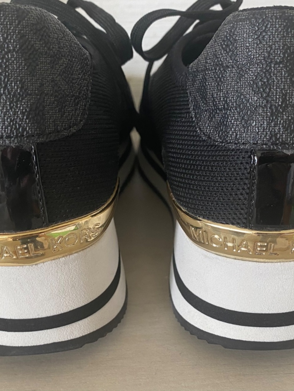 Michael Kors Monique Black with Gold Sneakers Size 8 Women’s - Picture 5 of 7